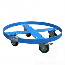 Base carrellata con doppio freno per fusti Ø 600