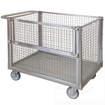 Pianale con quattro sponde in rete di cui una ribaltabile