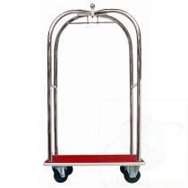Carrello portabagagli "luxury" in acciaio inox piano rivestito in moquette rossa