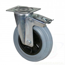 Ruota ø200x50 Gomma Antimacchia - Supporto Rotante con Freno