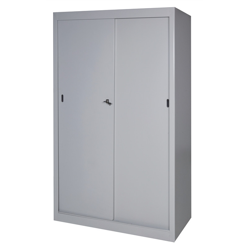 Armadio ad ante scorrevoli con 4 ripiani e serratura