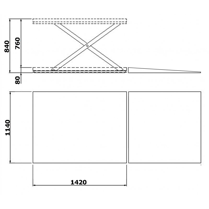 Piattaforma Ribassata - Disegno Dimensionale