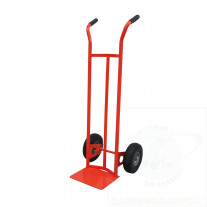 Sack truck curved back frame with puncture-proof wheels