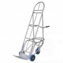 High back reclined stainless steel hand truck for fruit and vegetable crates with adjustable height 