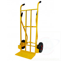 Double handgrip hand truck with pneumatic wheels