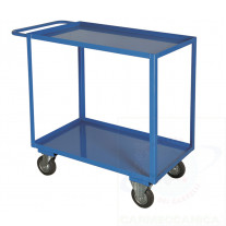 Stock cart 2 high capacity trays with a mm 30 perimeter lip, 4 swivel casters, 2 with brake