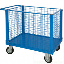 4 sided mesh truck, solid rubber casters Ø 140