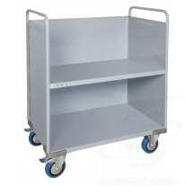 Hand cart with 3 walls for books, dossiers and filings