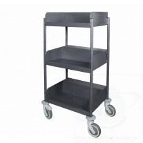 Mobile book cart with moulded shelves and anti drumming panel