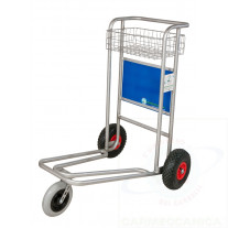 Nestable baggage trolley with puncture proof wheels