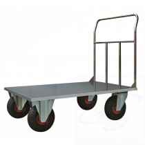 Pianale in acciaio inox con Ruote Pneumatiche