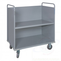 Hand cart with 3 walls for books, dossiers and filings