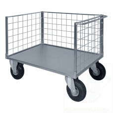 3 sided mesh truck  zinc plated, 2 casters with brake