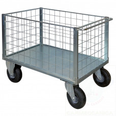 4 sided mesh truck zinc plated, 2 casters with brake