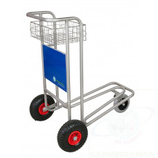 Nestable baggage trolley with puncture proof wheels