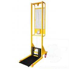 Hand winch stacker with automatic friction brake, lifting height 1600 mm  with loading plate