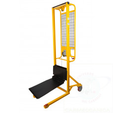 Compact Hand winch stacker with automatic friction brake, capacity Kg. 300 with loading plate