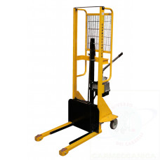 Hand winch stacker with automatic friction brake, with assembly loadiplate
