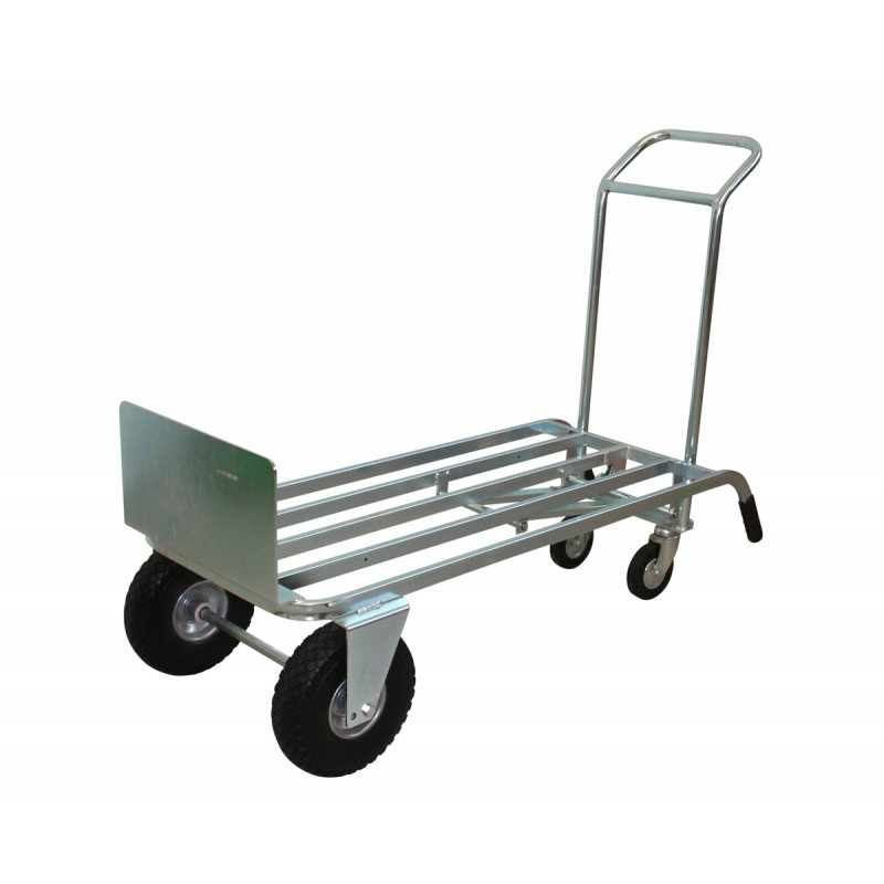 Carrello trasformabile zincato con due ruote antiforatura