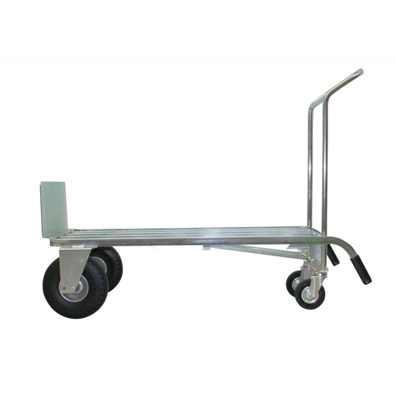 Carrello trasformabile zincato con due ruote antiforatura