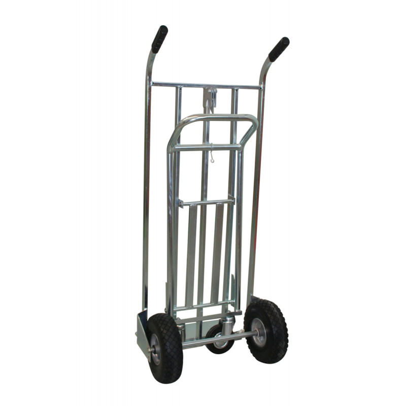 Carrello trasformabile zincato con due ruote antiforatura