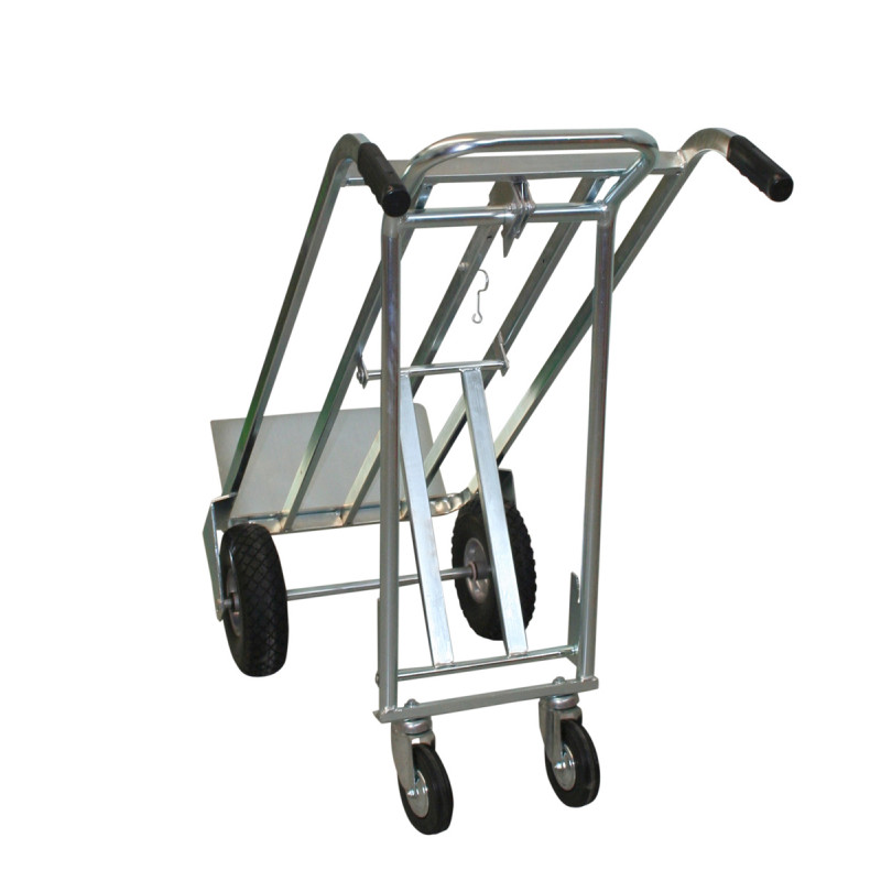 Carrello trasformabile zincato con due ruote antiforatura