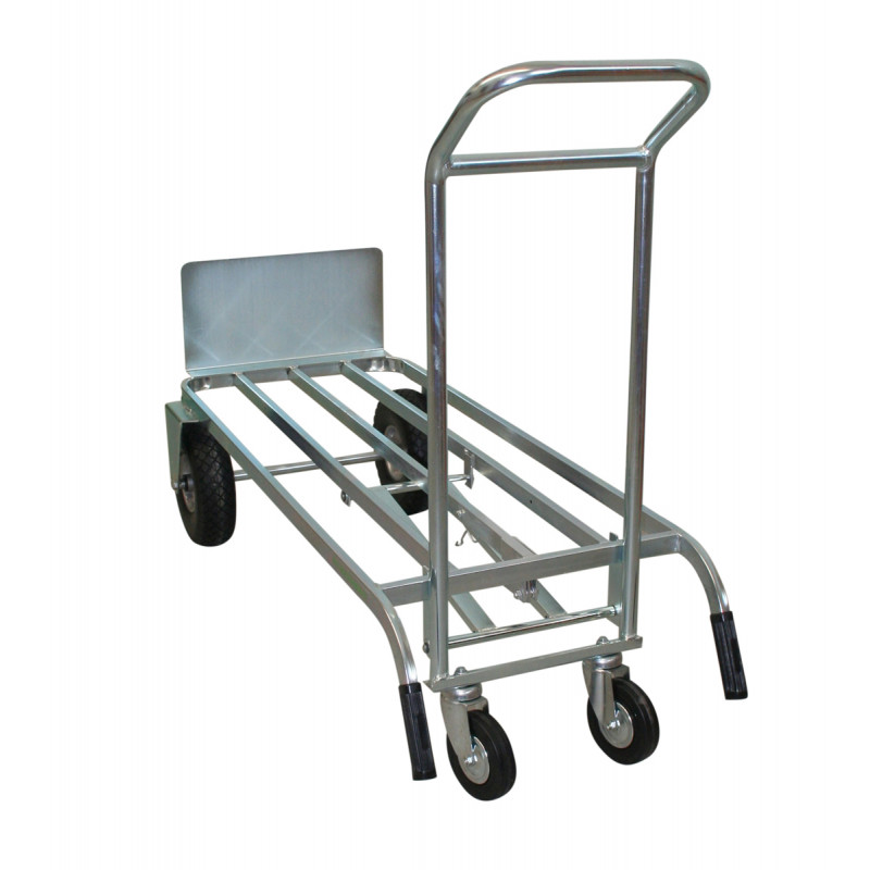Carrello trasformabile zincato con due ruote antiforatura