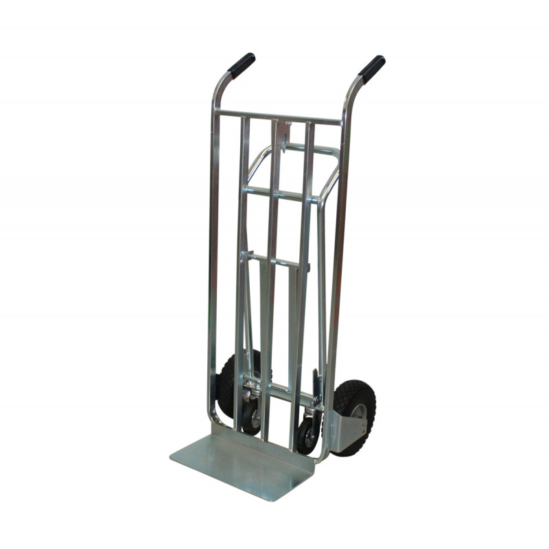 Carrello trasformabile zincato con due ruote antiforatura