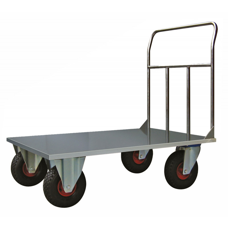 Pianale in acciaio inox con Ruote Pneumatiche girevoli