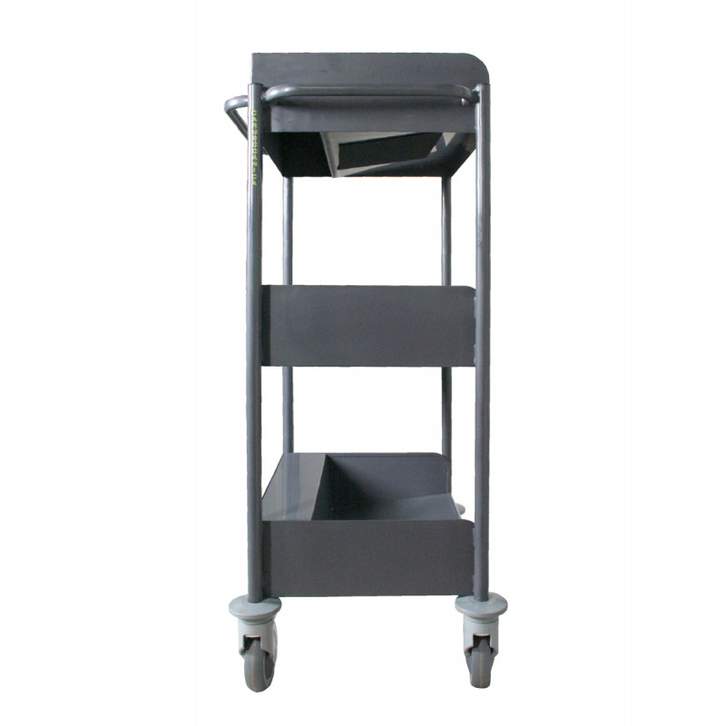 Carrello biblioteca con ripiani sagomati con pannelli antirombo 