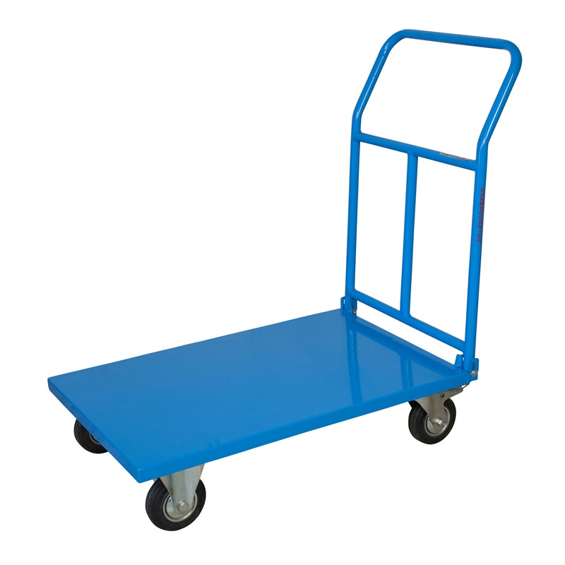 Pianale in lamiera 20/10 con manico pieghevole, 2 ruote con freno