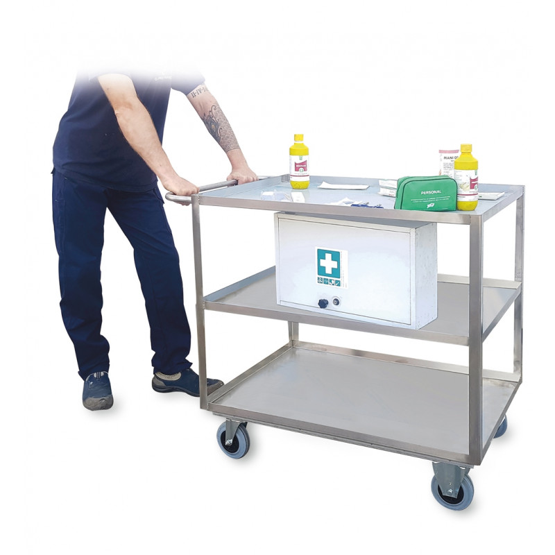 Portatutto a 3 piani inox in uso