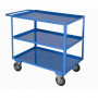 Stock cart 3 high capacity trays, plate thickness 20/10, 4 swivel casters