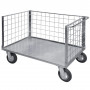 3 sided mesh truck zinc plated, 2 casters with brake