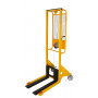 Hand winch stacker with automatic friction brake